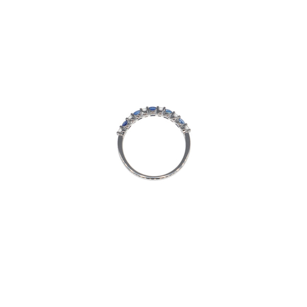 Anillo Oro Blanco Zafiro Azul y Brillantes AN13354