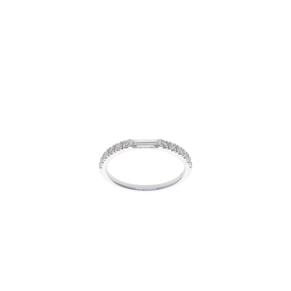 Anillo Oro Blanco y Brillantes Medio Cintillo AN13364