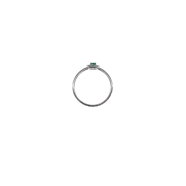 Anillo Oro Blanco Esmeralda y Brillantes Halo AN13387