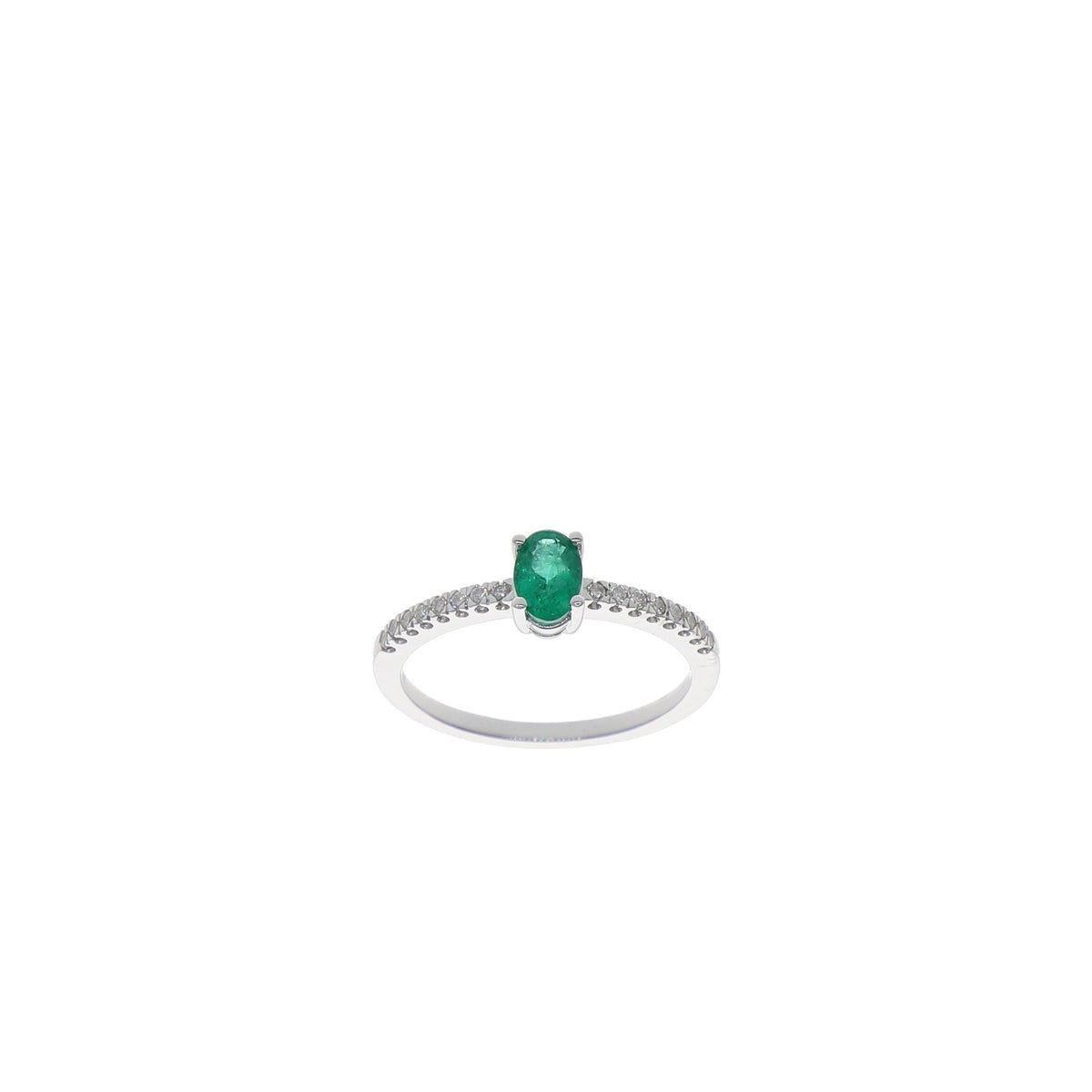Anillo Oro Blanco Esmeralda y Brillantes AN13394
