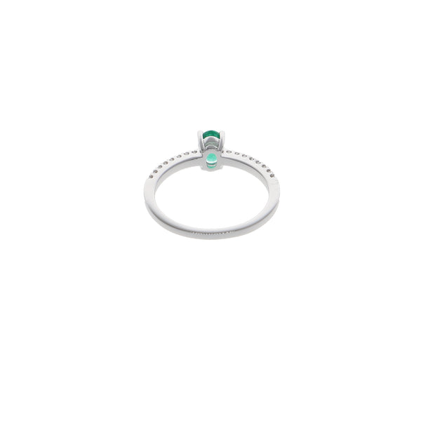Anillo Oro Blanco Esmeralda y Brillantes AN13394