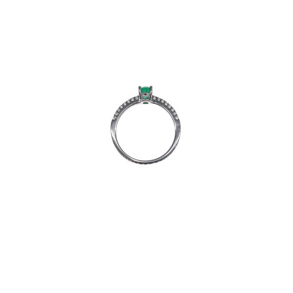 Anillo Oro Blanco Esmeralda y Brillantes AN13394