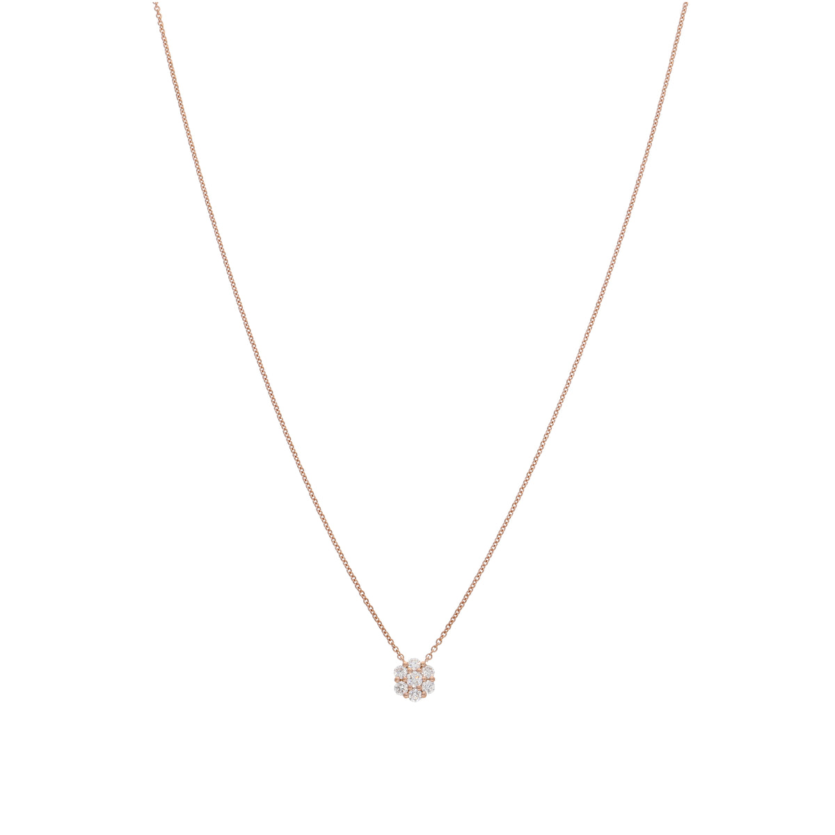 Collar Oro Rosa y Brillantes Flor CO13418