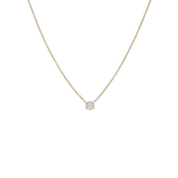 Collar Oro Amarillo y Brillantes Punto Luz Halo CO-13425