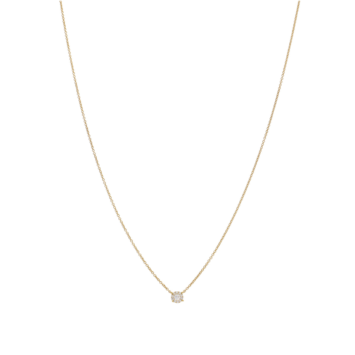 Collar Oro Amarillo y Brillantes Punto Luz Halo CO-13425