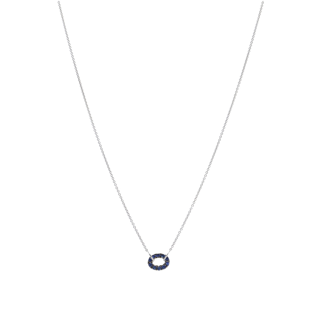 Collar Oro Blanco y Zafiro Azul  CO-13429