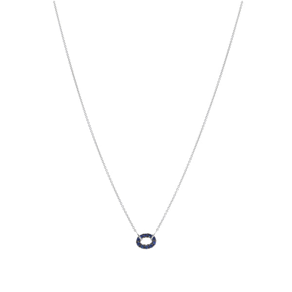 Collar Oro Blanco y Zafiro Azul  CO-13429