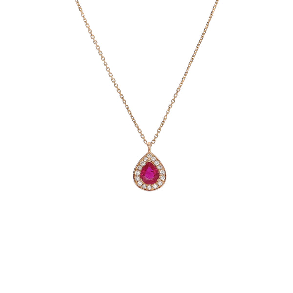 Collar Oro Rosa Rubí y Brillantes CO-13432