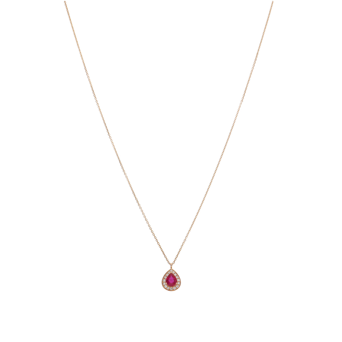 Collar Oro Rosa Rubí y Brillantes CO-13432