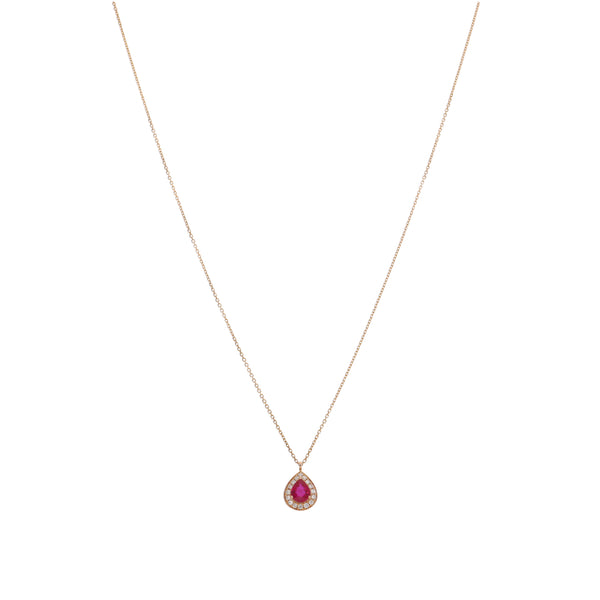 Collar Oro Rosa Rubí y Brillantes CO-13432
