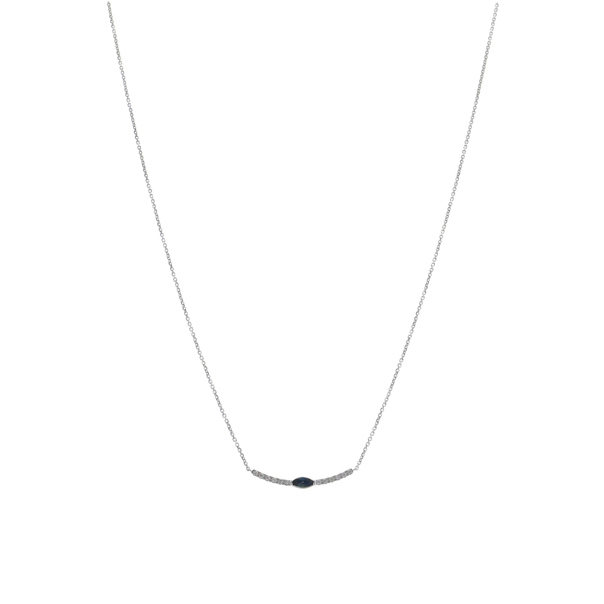 Collar Oro Blanco Zafiro Azul y Brillantes CO-13436