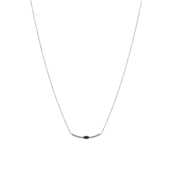 Collar Oro Blanco Zafiro Azul y Brillantes CO-13436