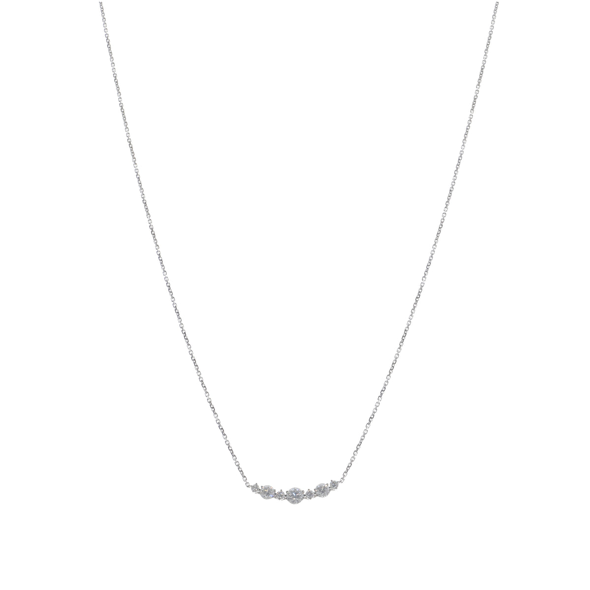 Collar Oro Blanco y Brillantes Barrita CO-13439