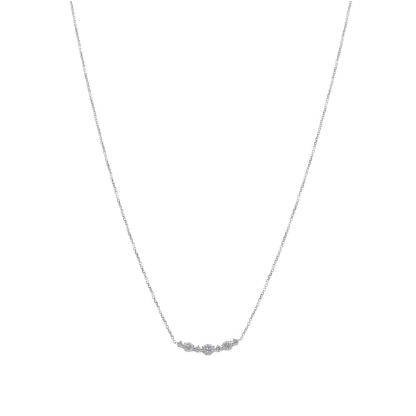 Collar Oro Blanco y Brillantes Barrita CO-13439