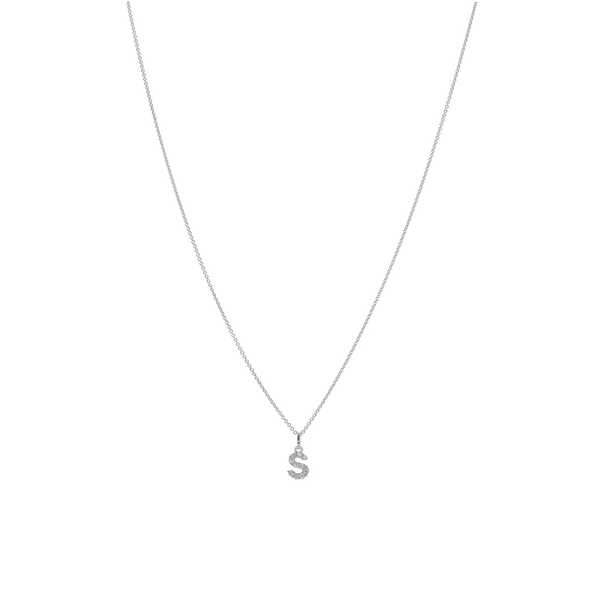 Collar Oro Blanco y Brillantes Letra S CO-13447