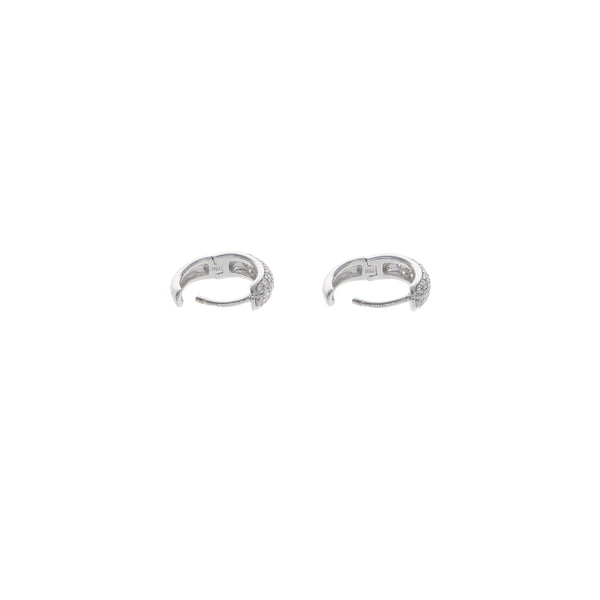 Aros Argolla Oro Blanco y Brillantes Pavé AR-13462