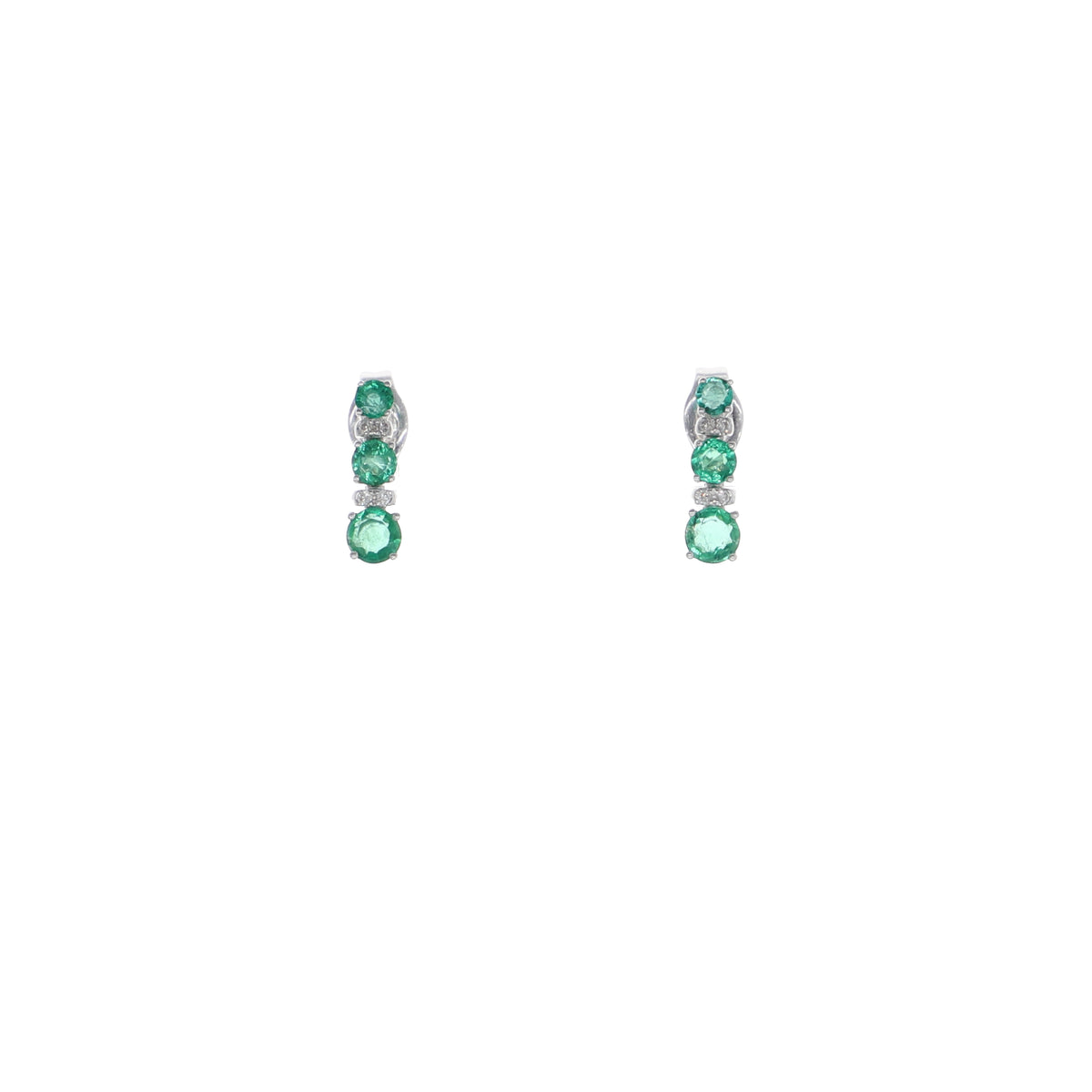 Aros Oro Blanco Esmeralda y Brillantes AR13474