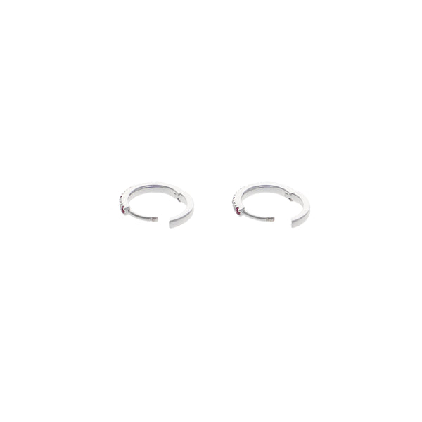 Aros Argolla Oro Blanco Rubí y Brillantes  AR13485