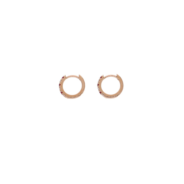 Aros Oro Rosa Rubí y Brillantes Argolla AR13487