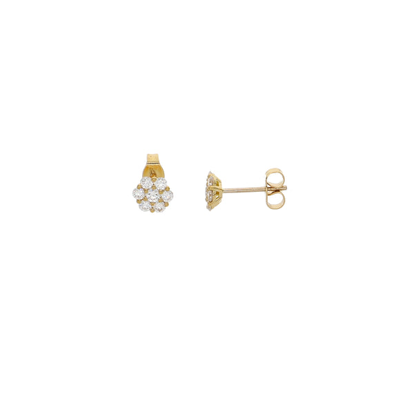 Aros Oro Amarillo y Brillantes Flor AR13491
