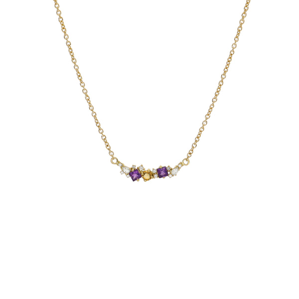 Collar Oro Amarillo con Piedras Naturales y Brillantes CO13561