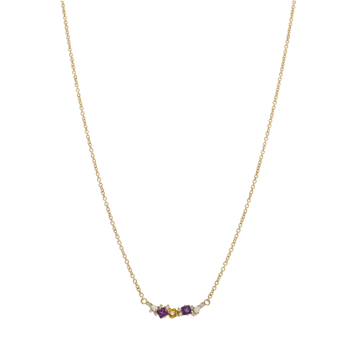 Collar Oro Amarillo con Piedras Naturales y Brillantes CO13561