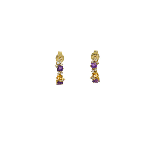 Aros Oro Amarillo con Piedras Naturales y Brillantes AR13562