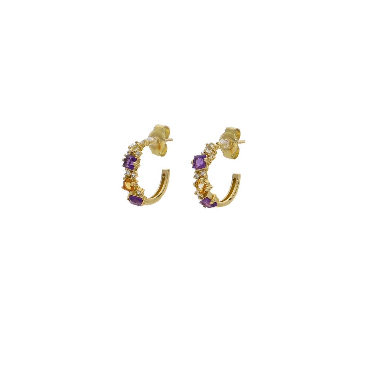 Aros Oro Amarillo con Piedras Naturales y Brillantes AR13562