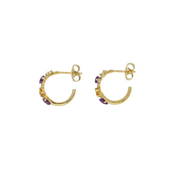 Aros Oro Amarillo con Piedras Naturales y Brillantes AR13562