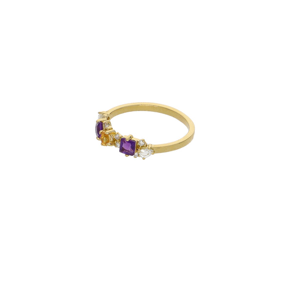 Anillo Oro Amarillo con Piedras Naturales y Brillantes AN13563
