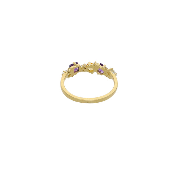 Anillo Oro Amarillo con Piedras Naturales y Brillantes AN13563