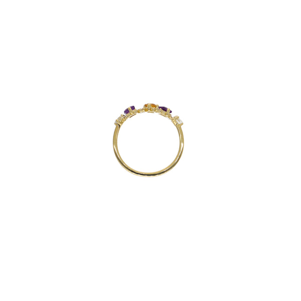 Anillo Oro Amarillo con Piedras Naturales y Brillantes AN13563