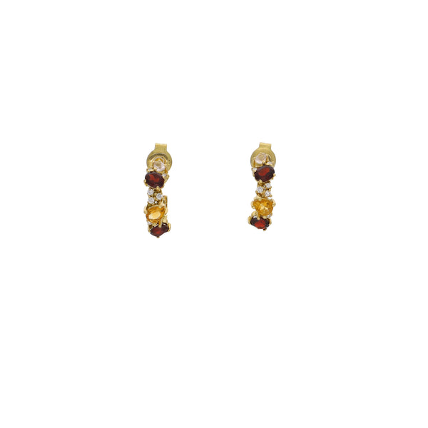 Aros Oro Amarillo con Piedras Naturales y Brillantes AR13564