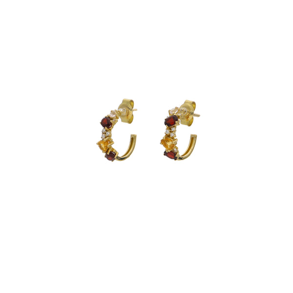 Aros Oro Amarillo con Piedras Naturales y Brillantes AR13564