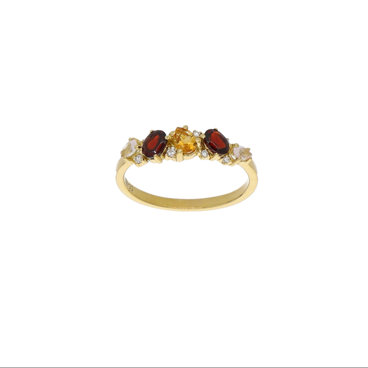 Anillo Oro Amarillo con Piedras Naturales y Brillantes AN13565
