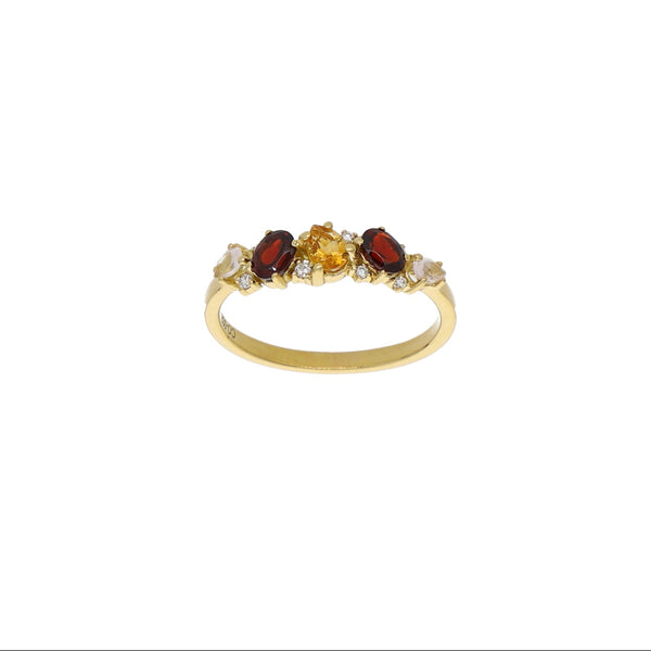 Anillo Oro Amarillo con Piedras Naturales y Brillantes AN13565