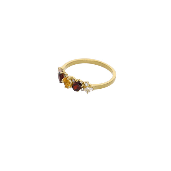 Anillo Oro Amarillo con Piedras Naturales y Brillantes AN13565