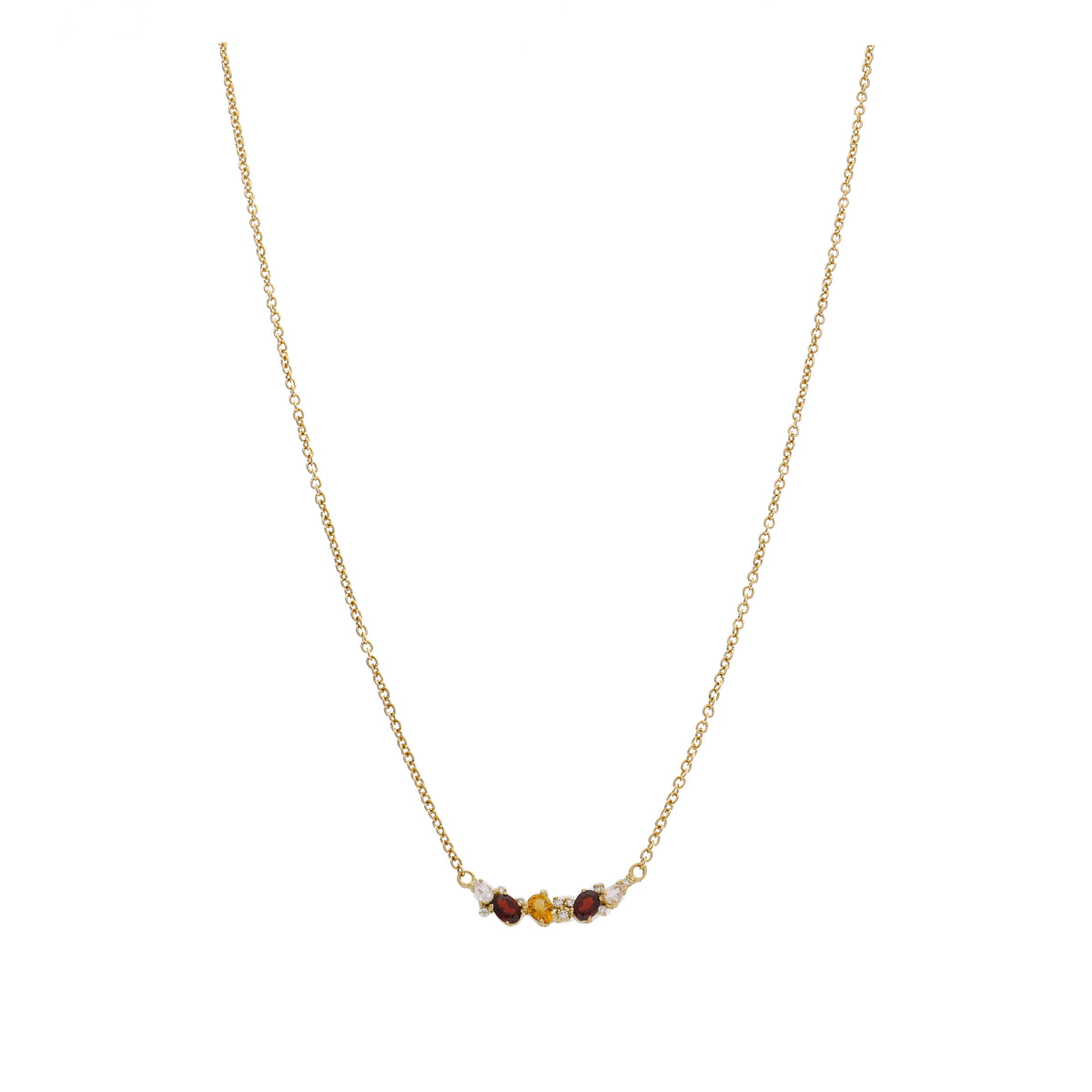 Collar Oro Amarillo con Piedras Naturales y Brillantes CO13566