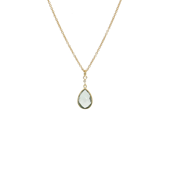 Collar Oro Amarillo con Amatista Verde y Brillante CO13569