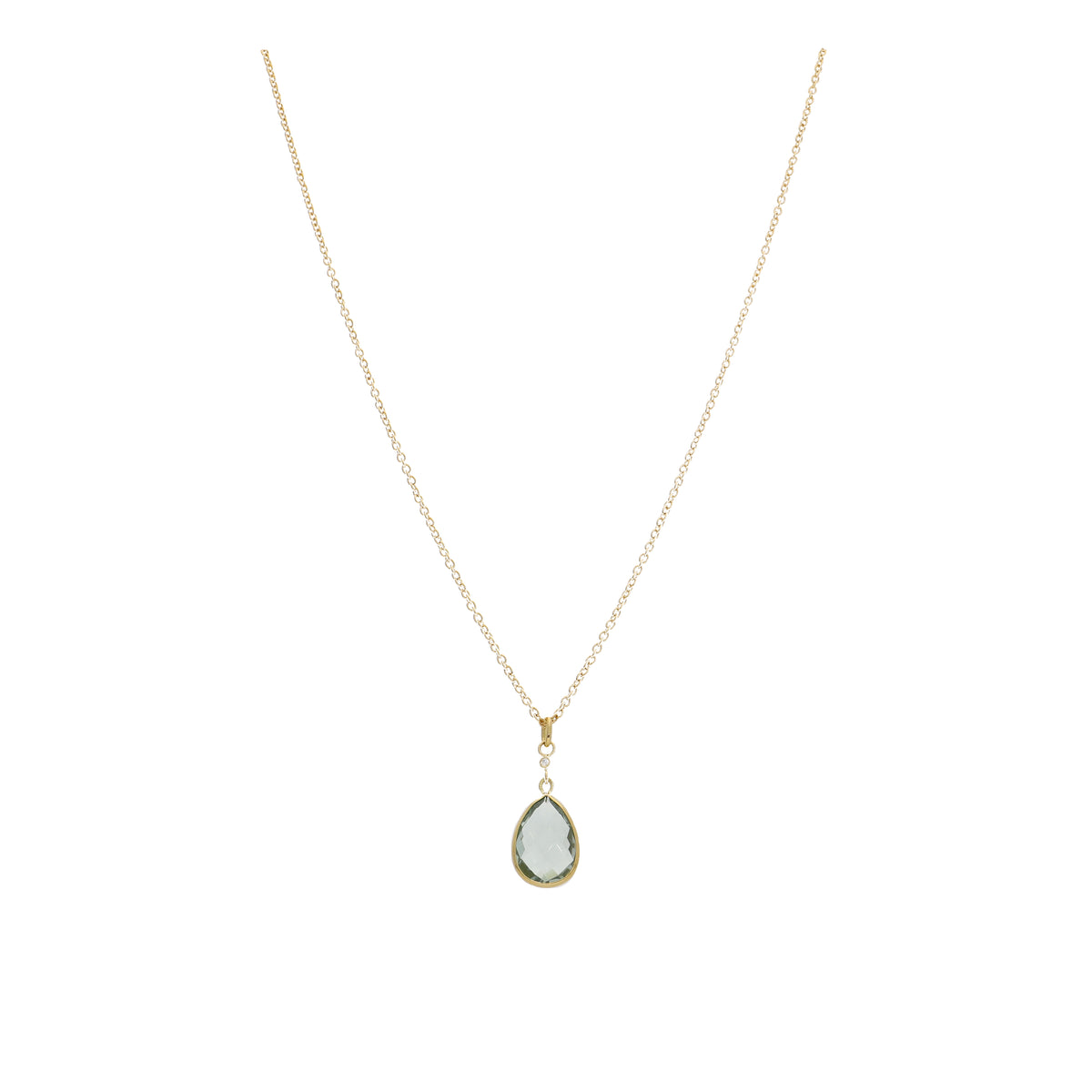 Collar Oro Amarillo con Amatista Verde y Brillante CO13569