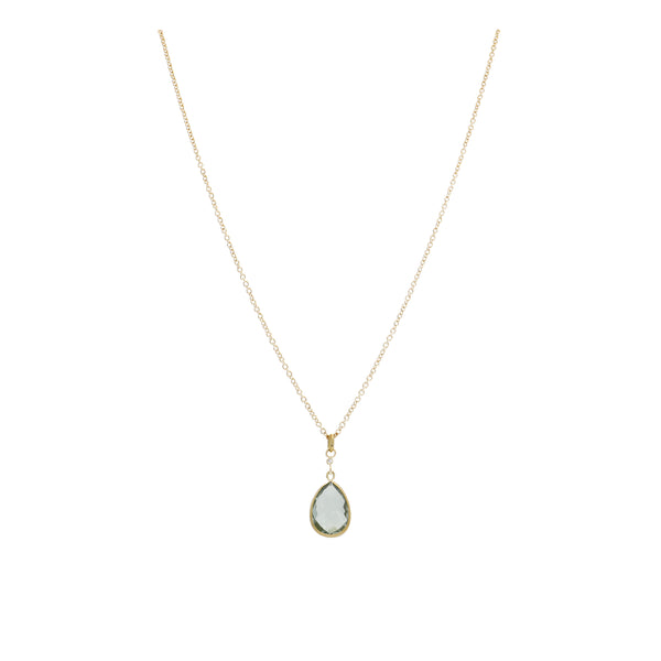 Collar Oro Amarillo con Amatista Verde y Brillante CO13569