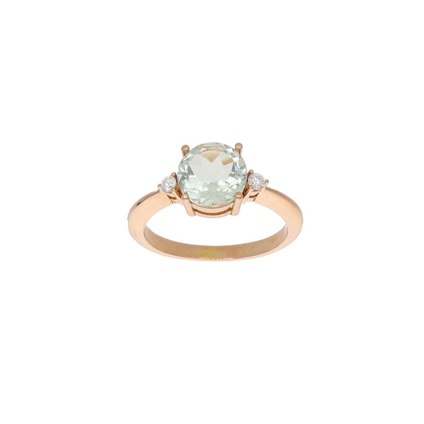 Anillo Oro Rosado con Amatista Verde y Brillantes AN13579