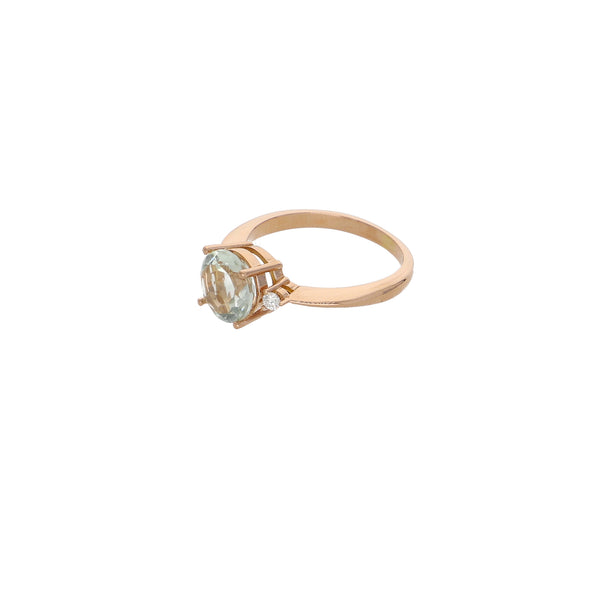 Anillo Oro Rosado con Amatista Verde y Brillantes AN13579