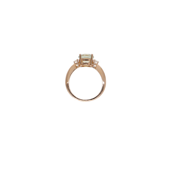 Anillo Oro Rosado con Amatista Verde y Brillantes AN13579