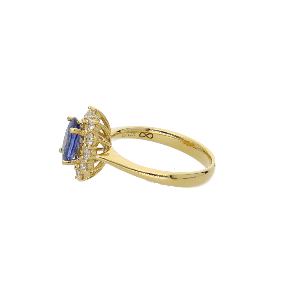 Anillo Oro Amarillo Zafiro Azul y Brillantes AN2507001