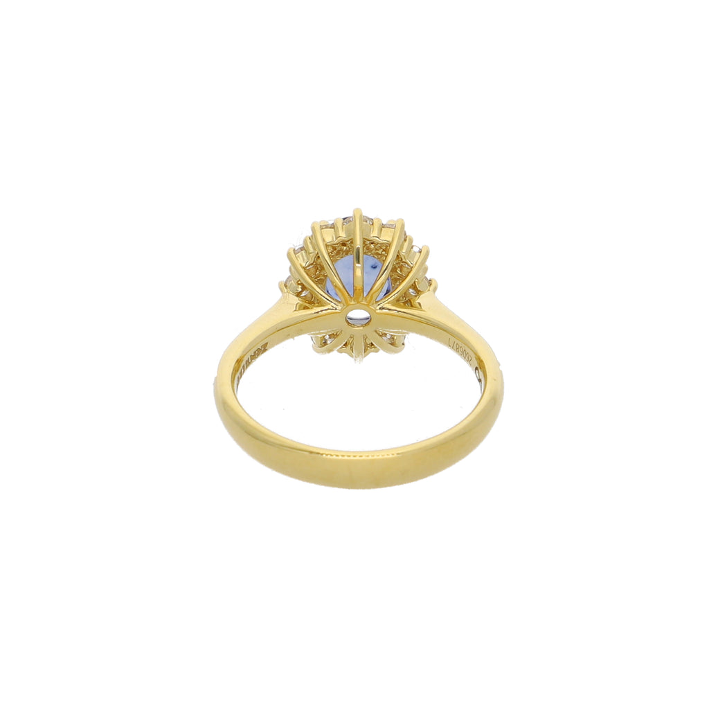 Anillo Oro Amarillo Zafiro Azul y Brillantes AN2507001