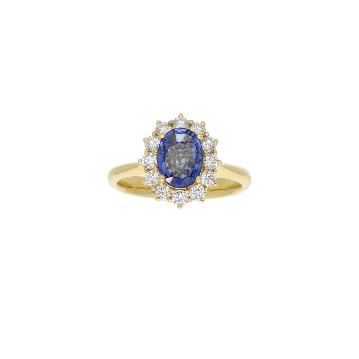Anillo Oro Amarillo Zafiro Azul y Brillantes AN2507001