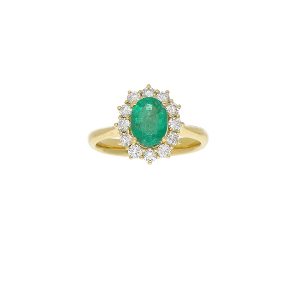 Anillo Oro Amarillo Esmeralda y Brillantes AN2507002
