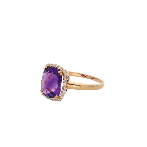 Anillo Oro Rosa Amatista y Brillantes AN2507003