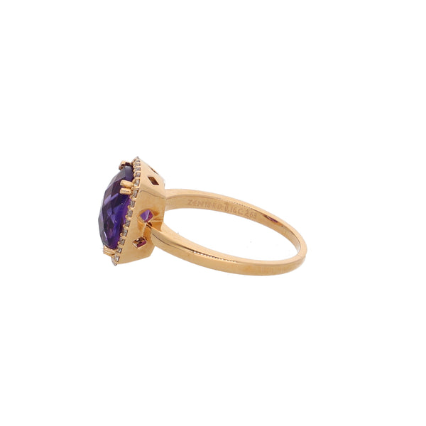 Anillo Oro Rosa Amatista y Brillantes AN2507003